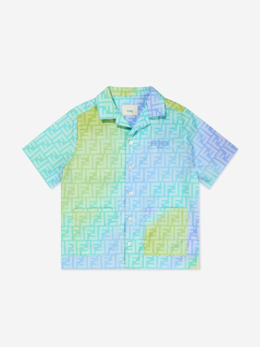 Teen Fendi Kids Shirts | Fendi Kids - Kids Ff Metaverse Short Sleeve Shirt In Multicolour | Childsplay Clothing