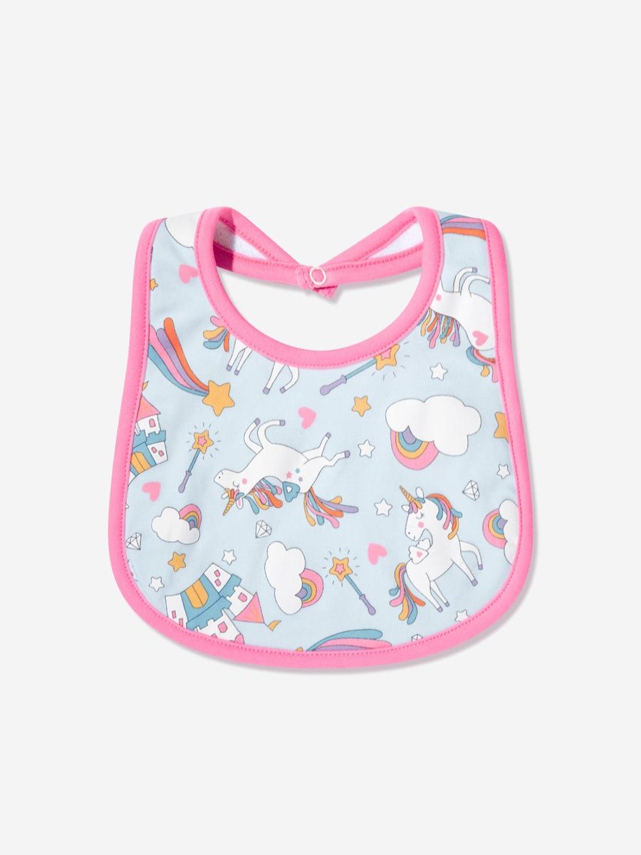 Baby Magnolia Baby Bottles, Dummies & Bibs | Baby Girls Dreamy Unicorns Bib In Pink