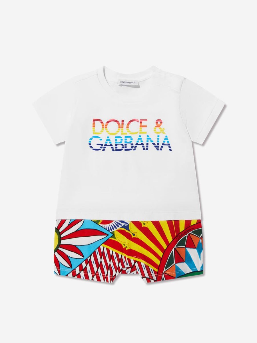 Baby Dolce & Gabbana Kids Babygrows & Rompers | Baby Boys Logo Romper In Multicolour