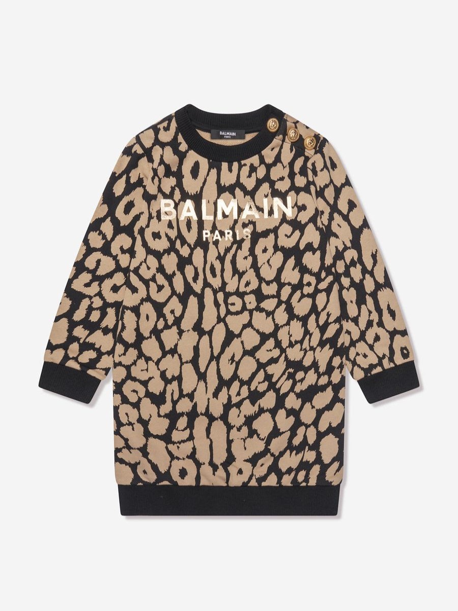 Teen Balmain Sweatshirts & Hoodies | Girls Leopard Sweater Dress In Brown