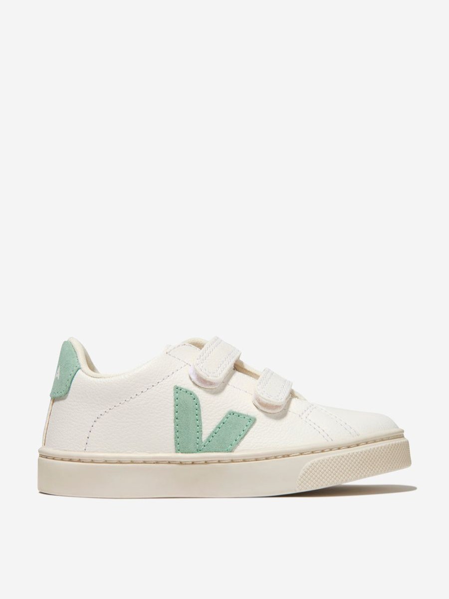 Girls Veja Sneakers | Girls Small Esplar Velcro Trainers In White