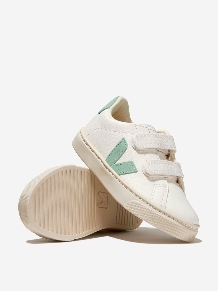 Girls Veja Sneakers | Girls Small Esplar Velcro Trainers In White