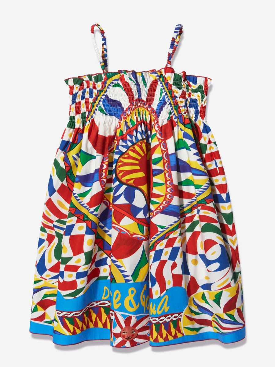 Girls Dolce & Gabbana Kids Dresses | Girls Carretto Print Dress In Multicolour