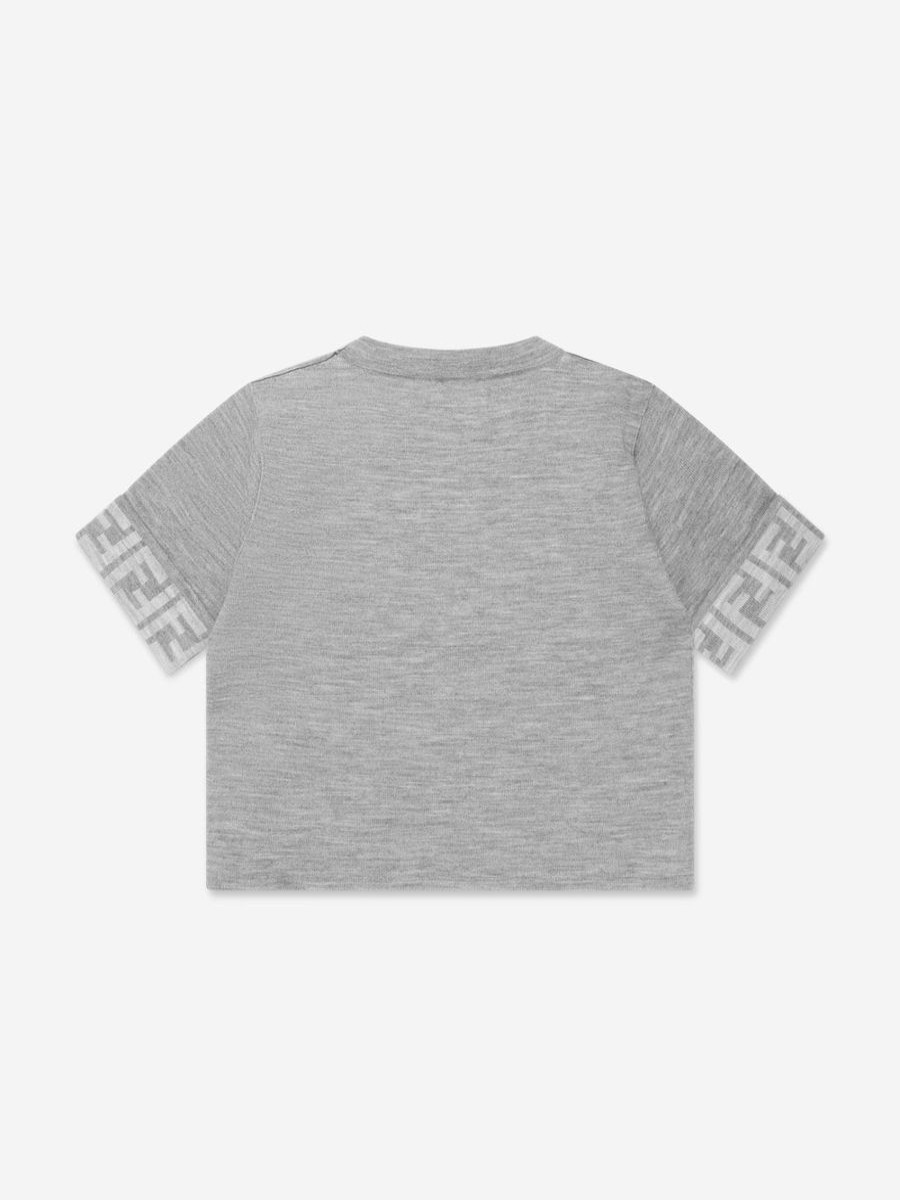 Girls Fendi Kids Jumpers & Cardigans | Girls Knitted Ff Logo Jumper In Grey