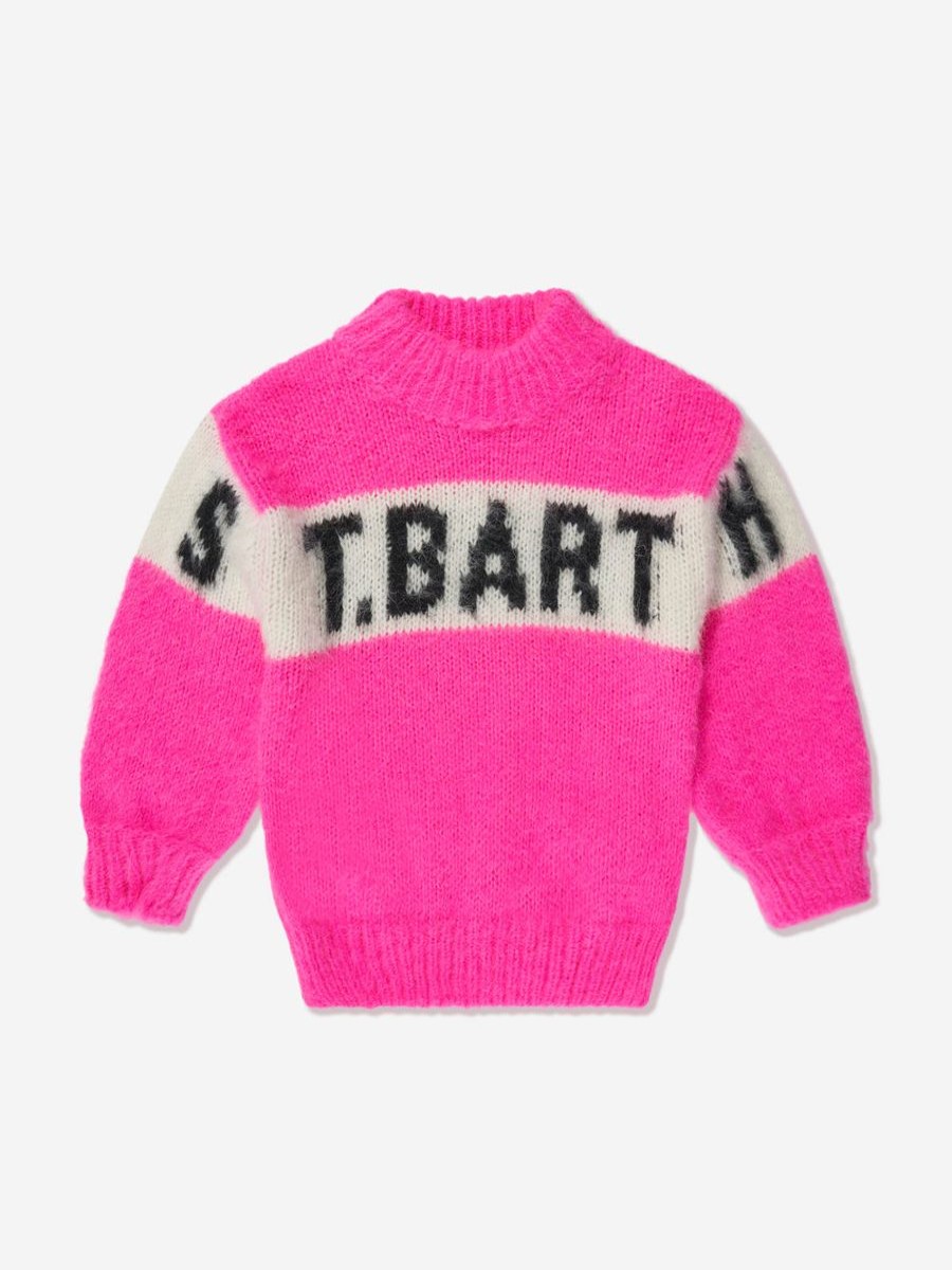 Girls MC2 Saint Barth Jumpers & Cardigans | Girls Logo Stripe Jumper In Pink