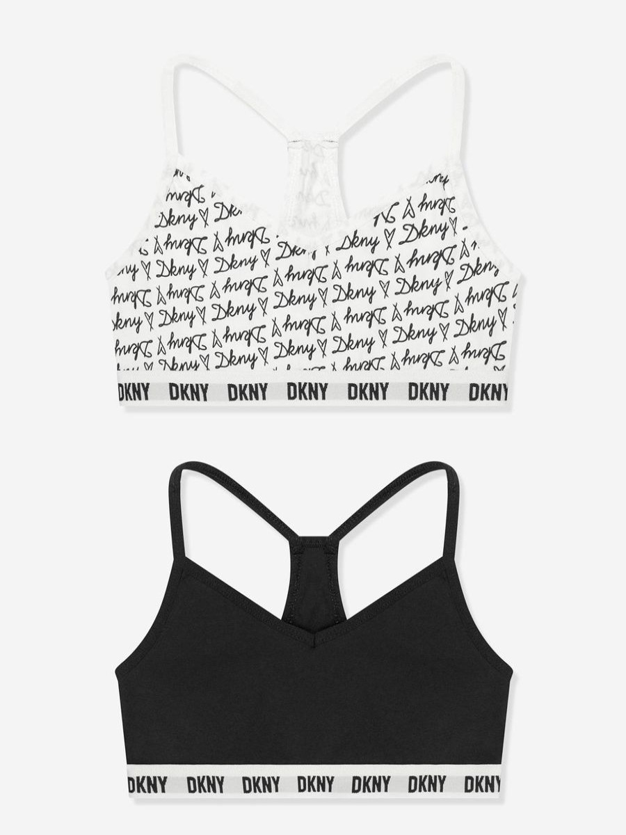 Girls DKNY Underwear | Girls 2 Pack Racer Bra In Black