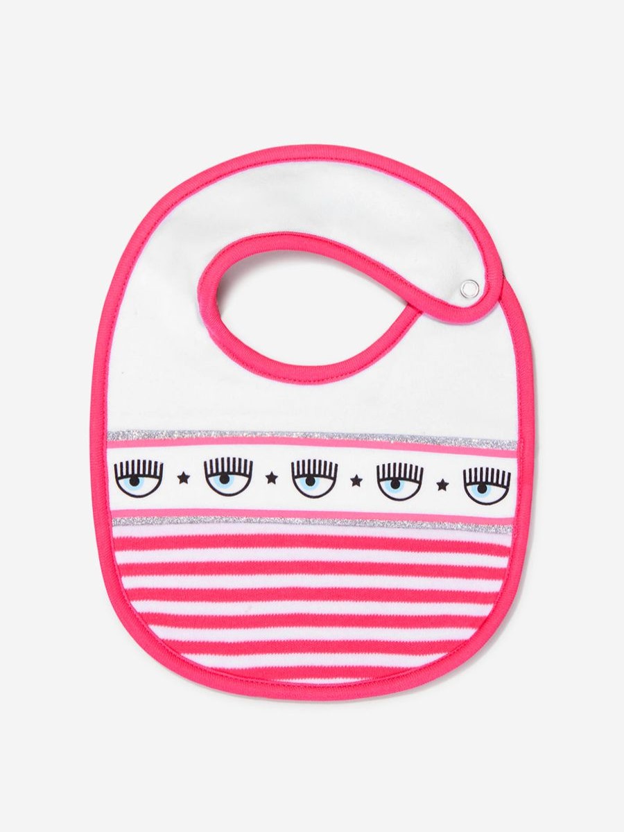 Baby Chiara Ferragni Bottles, Dummies & Bibs | Baby Girls Cotton Striped Logo Bib