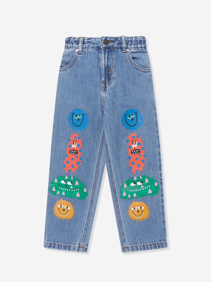 Teen Stella McCartney Kids Sweatshirts & Hoodies | Boys Monster Print Jeans In Blue