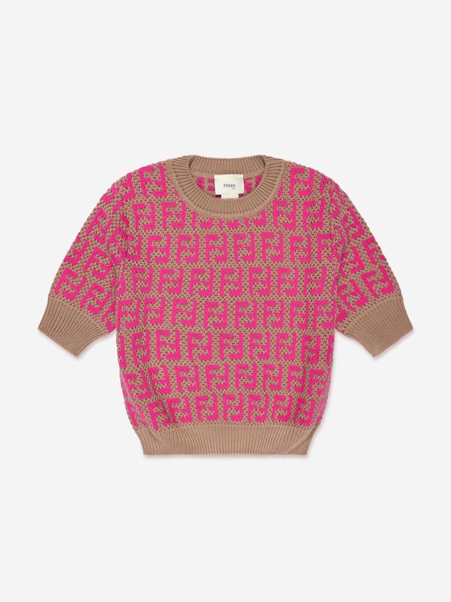 Girls Fendi Kids Jumpers & Cardigans | Girls Knitted Logo Top In Pink