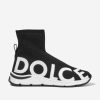 Girls Dolce & Gabbana Kids Sneakers | Kids Slip On Sock Trainers In Black