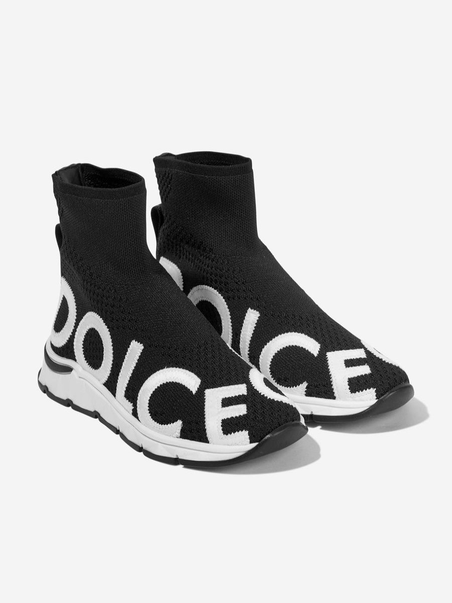 Girls Dolce & Gabbana Kids Sneakers | Kids Slip On Sock Trainers In Black