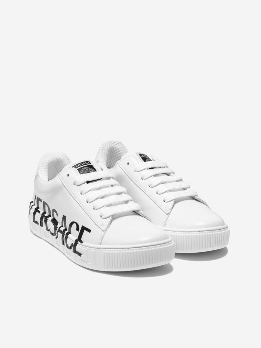 Girls Versace Sneakers | Versace - Unisex Leather Logo Trainers | Childsplay Clothing