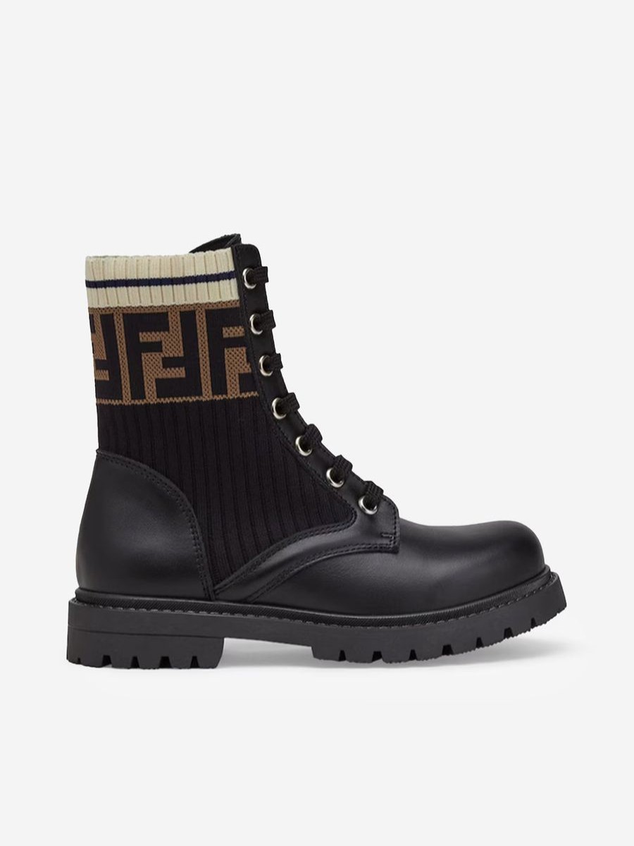 Teen Fendi Kids Shorts | Fendi Kids - Kids Leather Ff Logo Biker Boots In Black | Childsplay Clothing