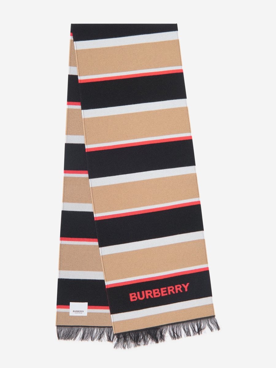 Girls Burberry Kids Scarves & Gloves | Kids Icon Rugby Stripe Scarf In Beige