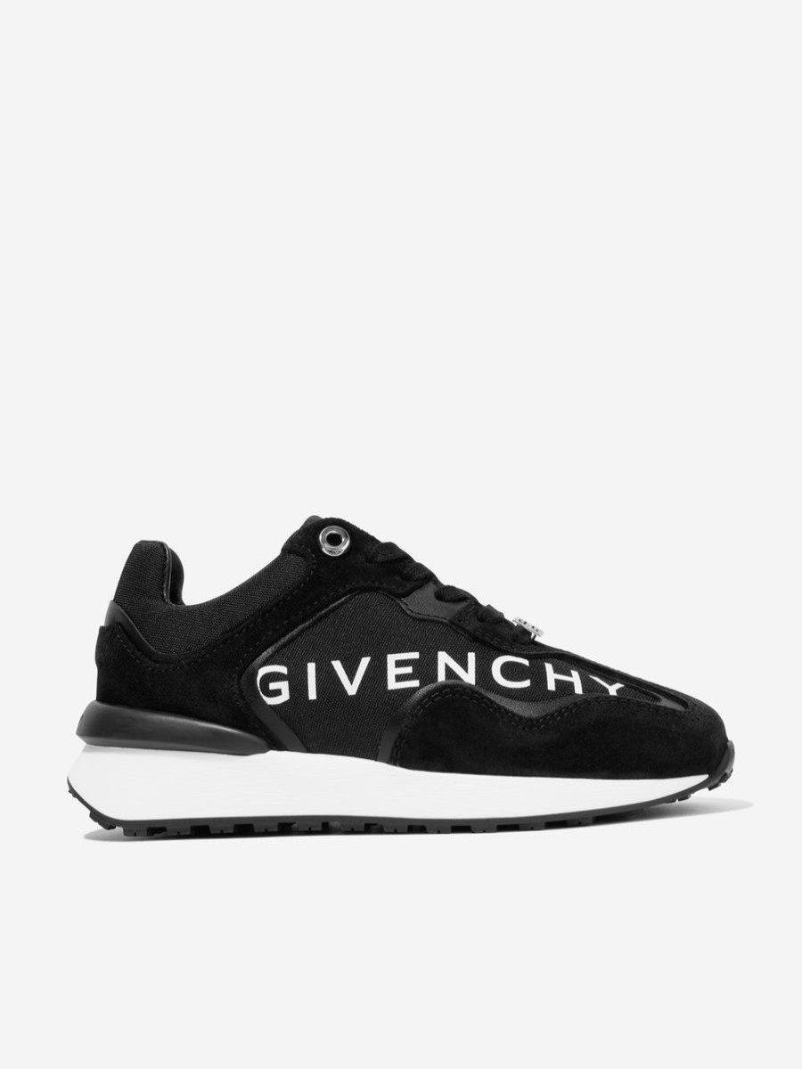 Teen Givenchy Footwear | Boys Suede Logo Runner Trainers In Black