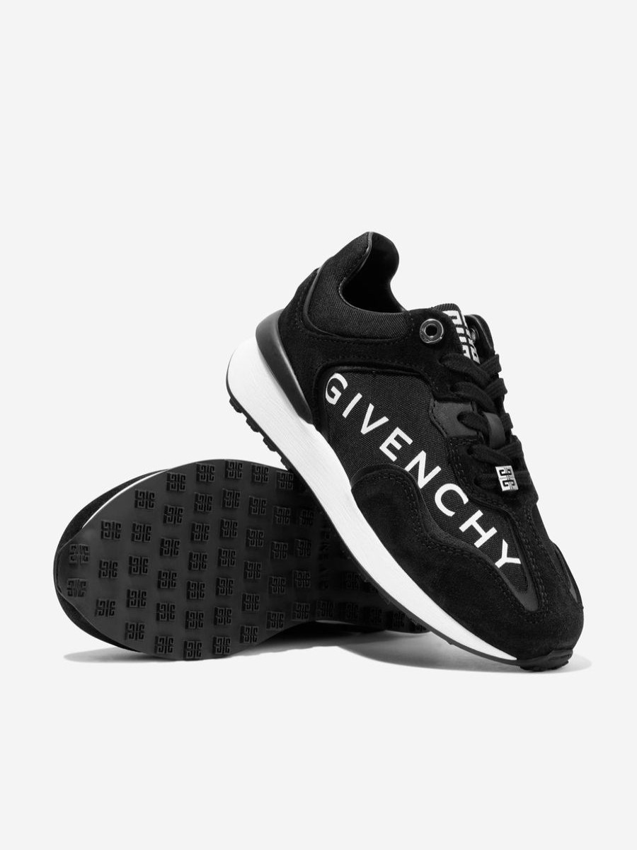 Teen Givenchy Footwear | Boys Suede Logo Runner Trainers In Black