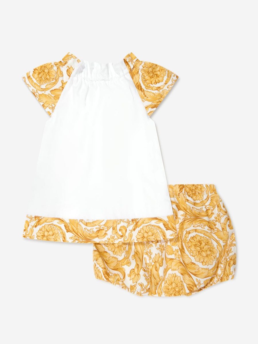 Baby Versace Dresses | Baby Girls Barocco Dress Wirth Knickers In Gold