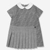 Baby Fendi Kids Dresses | Baby Girls Wool Ff Logo Dress In Grey