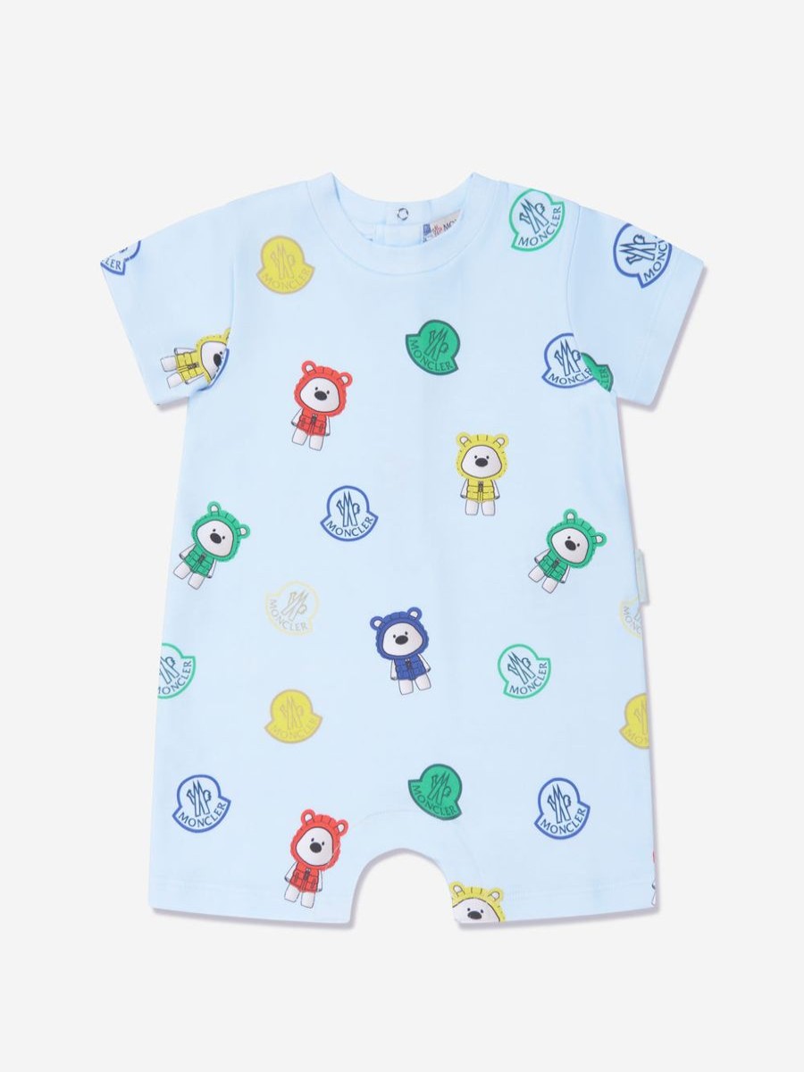 Baby Moncler Enfant Babygrows & Rompers | Baby Boys Bear Print Romper In Blue