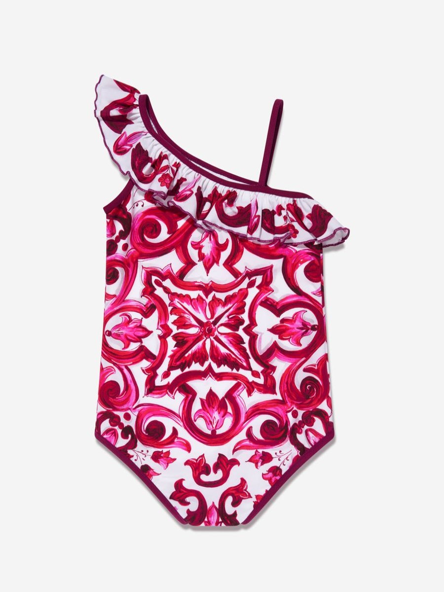 Teen Dolce & Gabbana Kids Swimwear | Girls Majolica Swimsuit In Pink