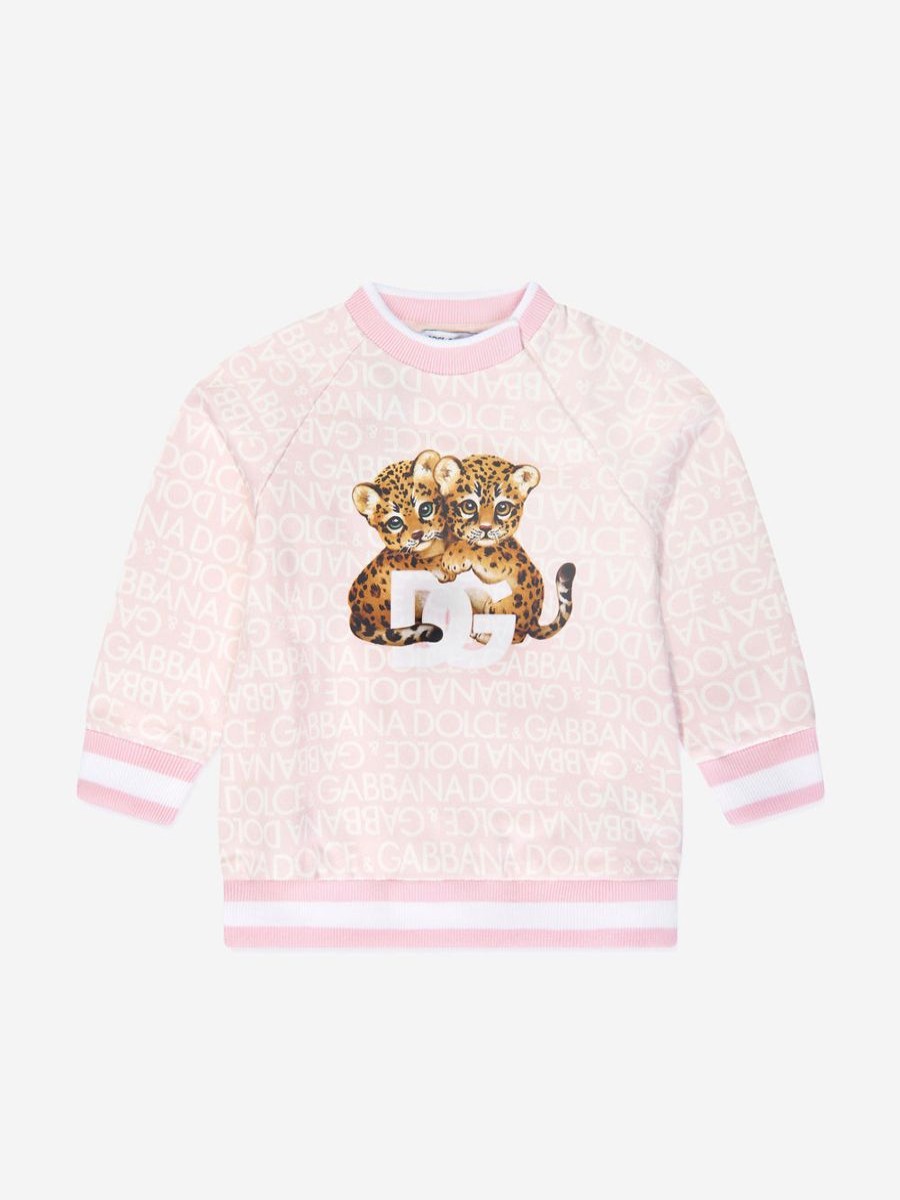 Baby Dolce & Gabbana Kids Sweatshirts & Hoodies | Baby Girls Leopard Sweatshirt In Pink