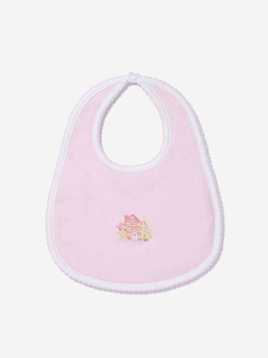 Baby Magnolia Baby Bottles, Dummies & Bibs | Baby Girls Sweet Gingerbread Embroidered Bib In Pink