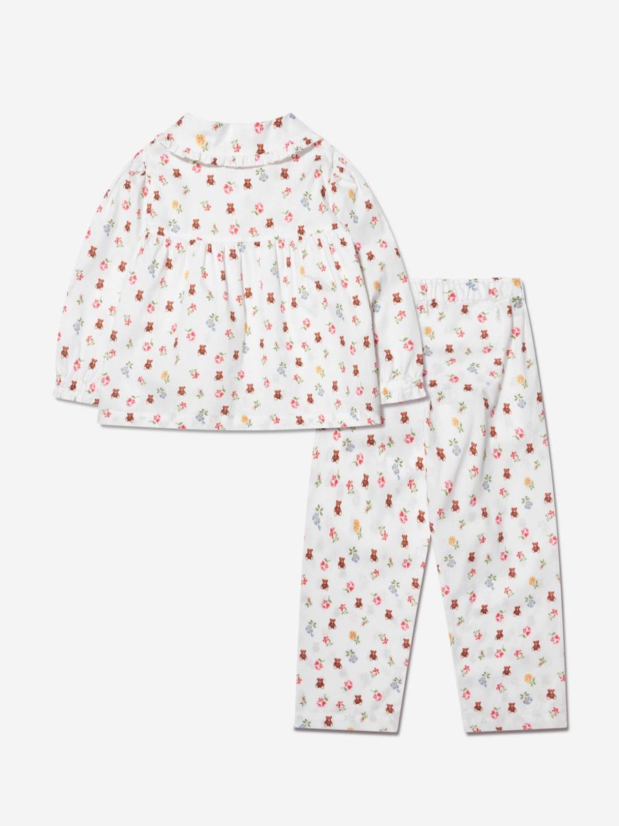 Girls Rachel Riley Nightwear & Pyjamas | Girls Floral Bear Pyjamas In Ivory