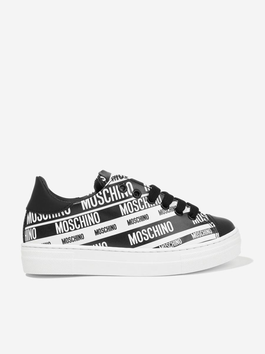 Girls Moschino Kids Sneakers | Kids Leather Logo Trainers In Black