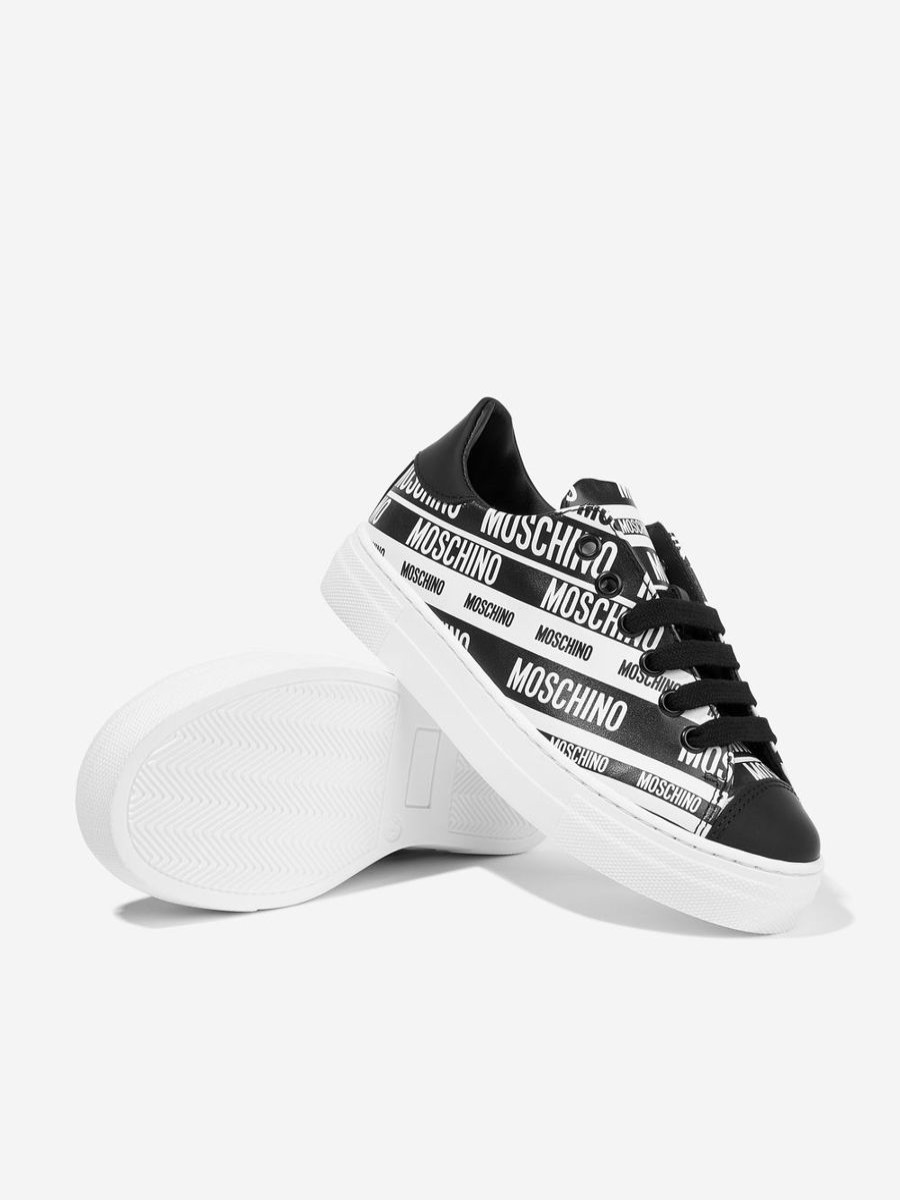 Girls Moschino Kids Sneakers | Kids Leather Logo Trainers In Black