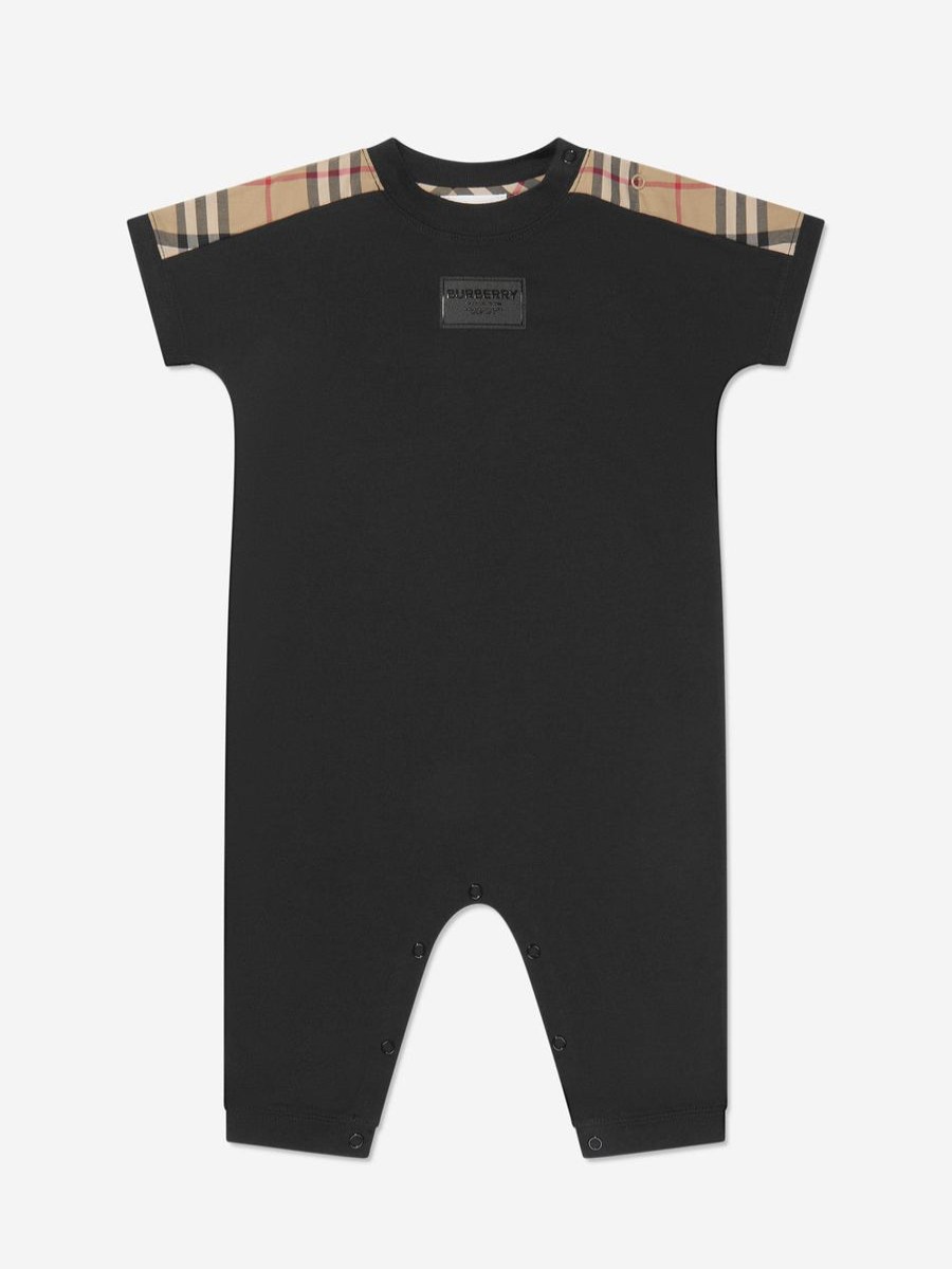 Baby Burberry Kids Babygrows & Rompers | Baby Lennox Romper Set In Black