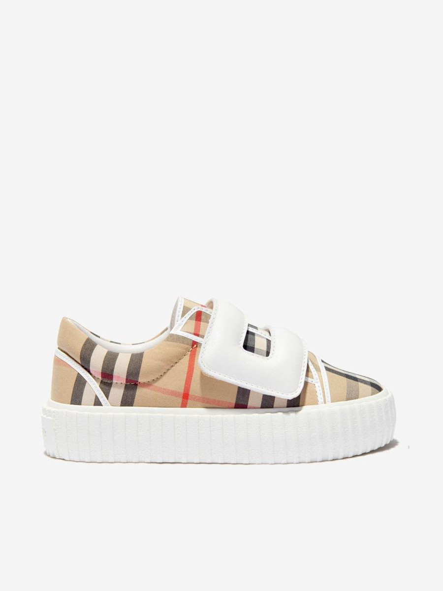 Girls Burberry Kids Sneakers | Burberry Kids - Kids Check Velcro Strap Mark Trainers | Childsplay Clothing