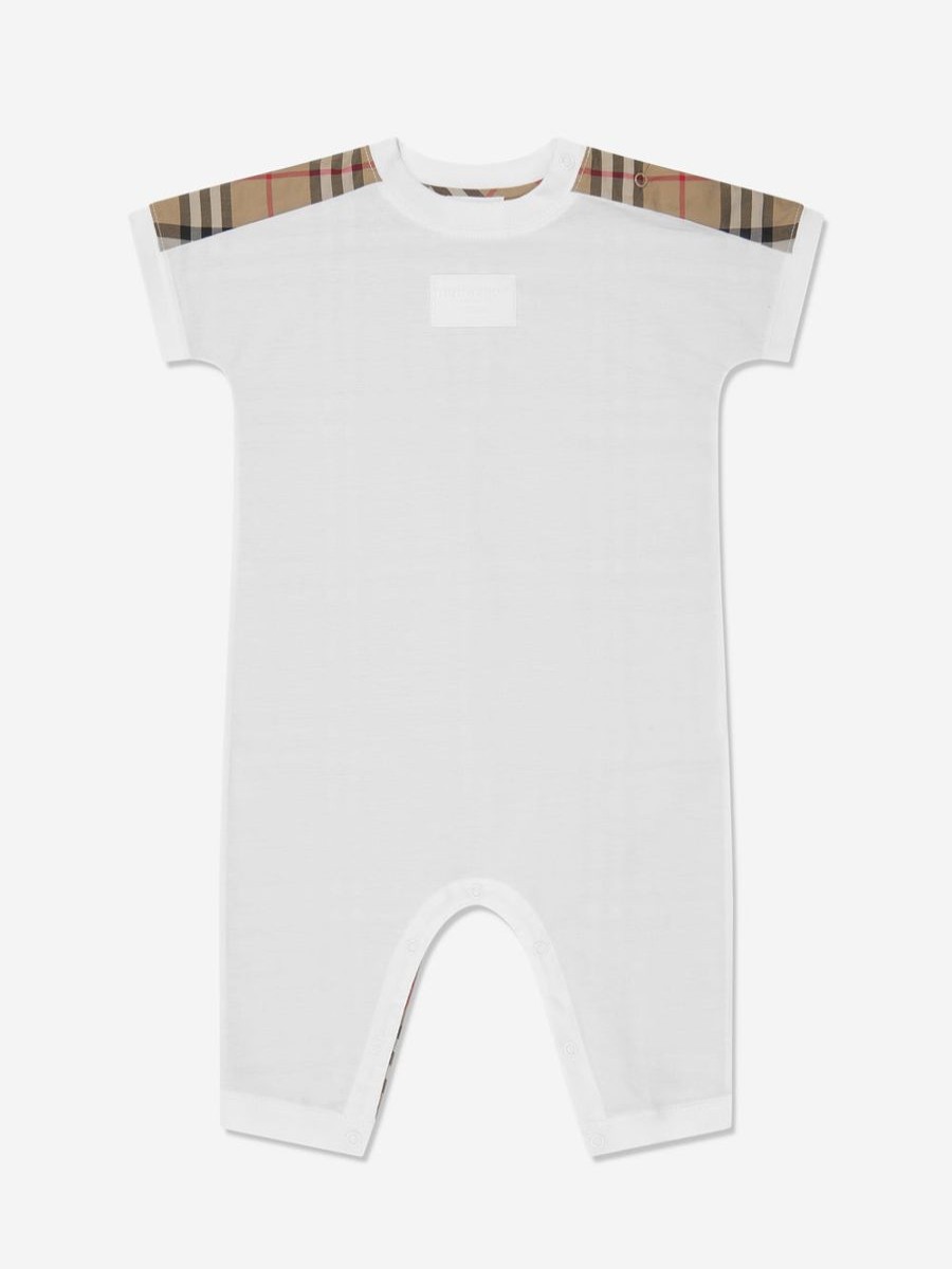 Baby Burberry Kids Babygrows & Rompers | Baby Lennox Romper Set In White