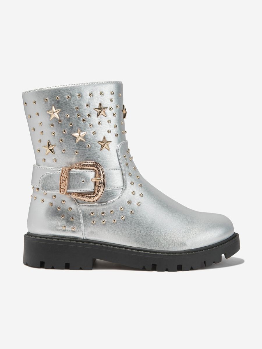 Girls Angels Face Boots | Girls Debbie Boots In Silver