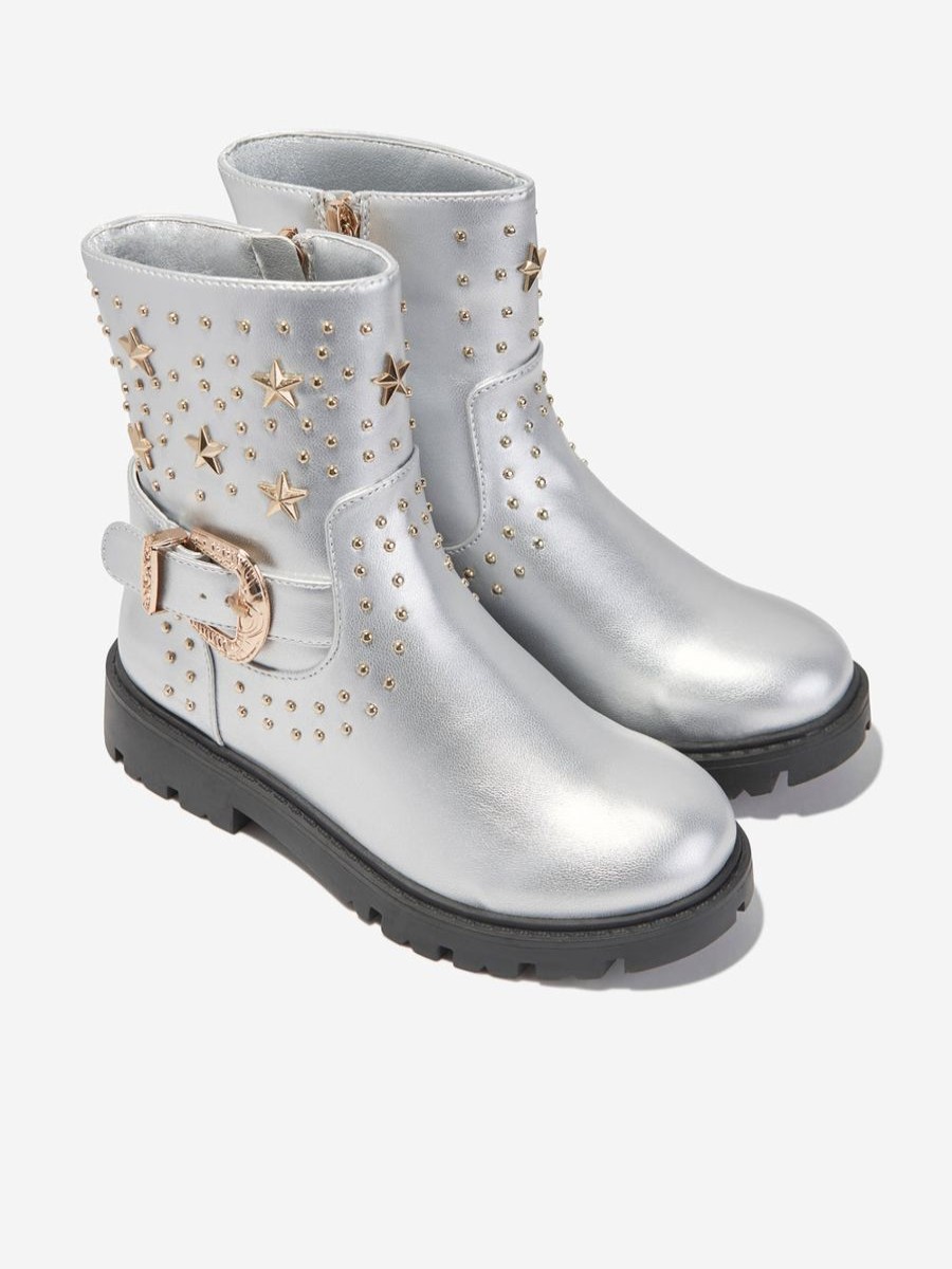 Girls Angels Face Boots | Girls Debbie Boots In Silver