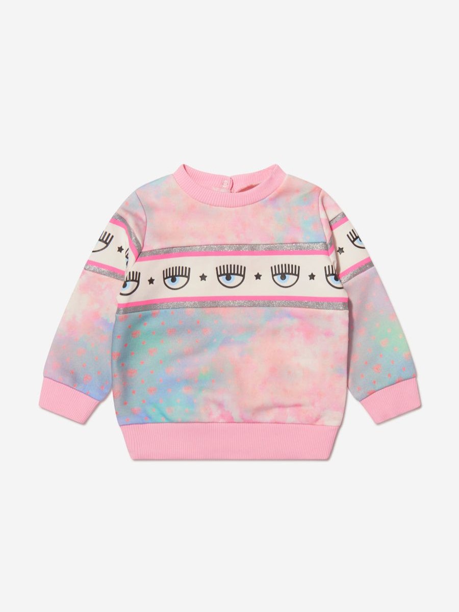 Baby Chiara Ferragni Dresses | Chiara Ferragni - Baby Girls Cloud Print Logo Sweatshirt | Childsplay Clothing