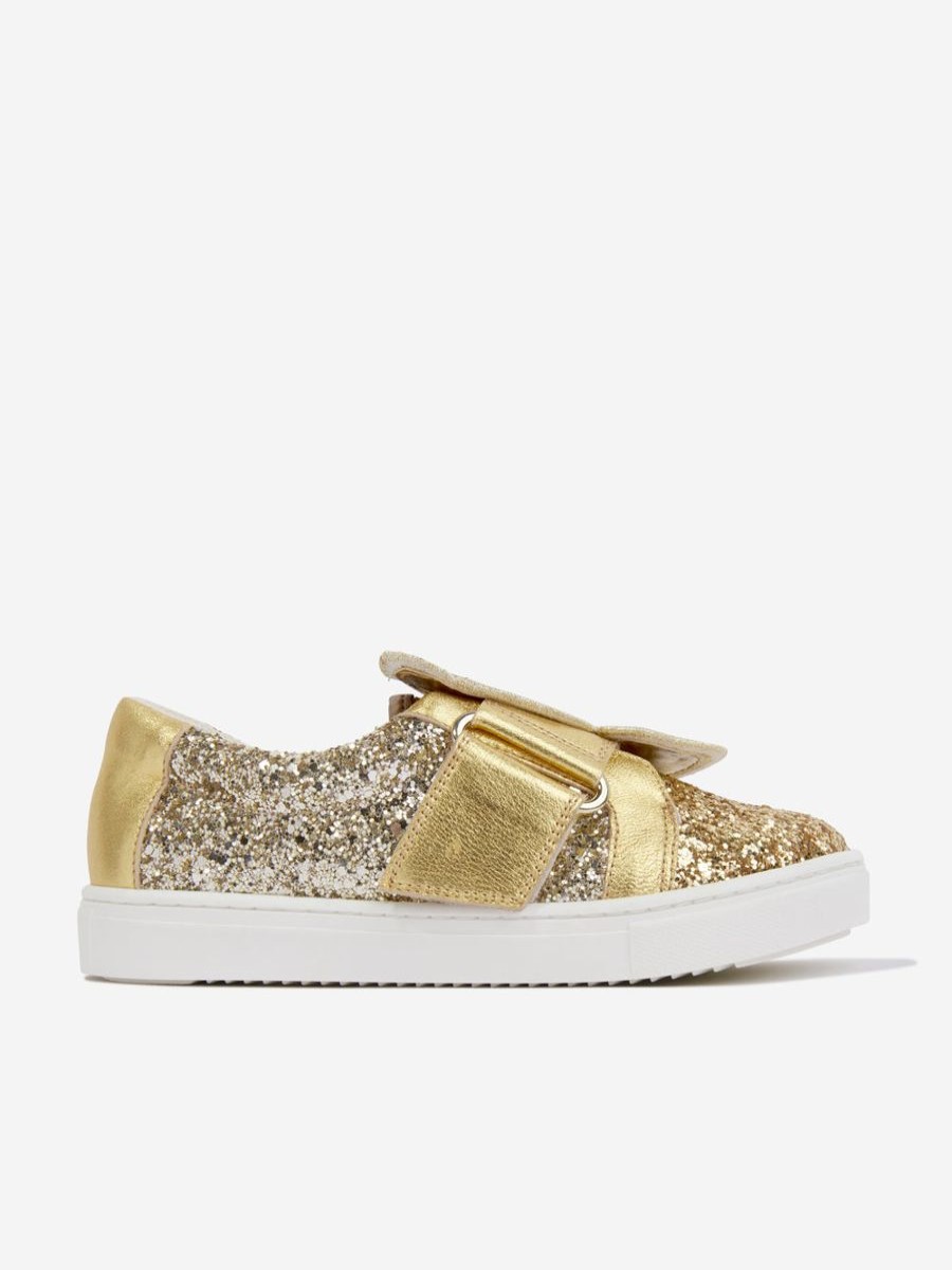 Girls Sophia Webster Sneakers | Girls Butterfly Trainers In Gold