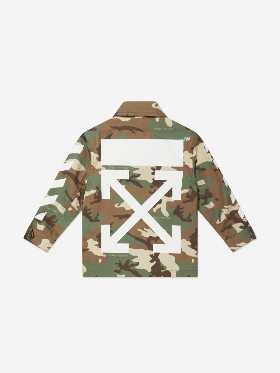 Teen Off-White Shirts | Boys Camo Classic Arrow Field Jacket In Green