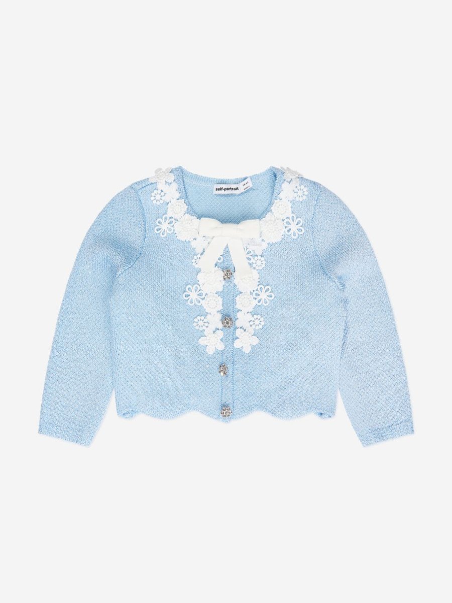 Girls Self Portrait Jumpers & Cardigans | Girls Sequin Knit Cardigan In Blue