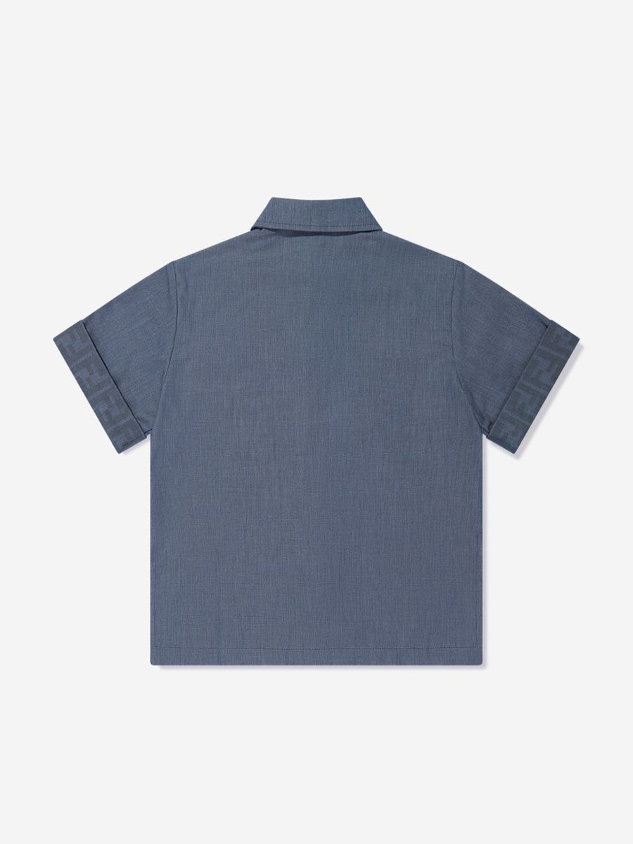 Teen Fendi Kids Shirts | Boys Chambray Pocket Shirt In Blue