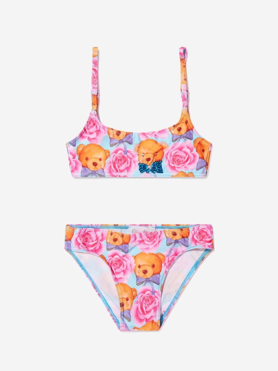 Baby Selini Action Swimwear | Girls Teddy And Rose Bandeau Bikini In Blue