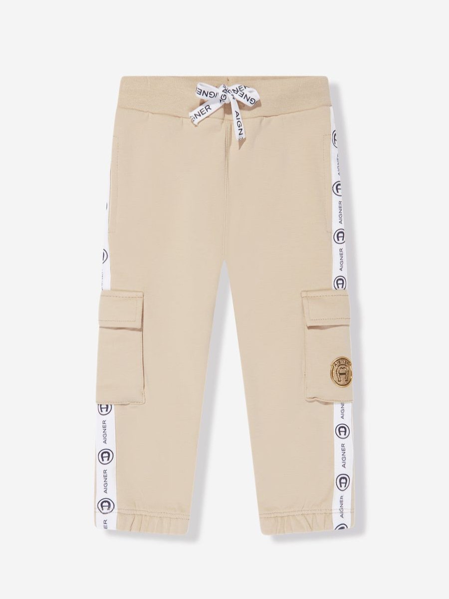 Baby Aigner Sweatpants | Baby Boys Cargo Joggers In Beige