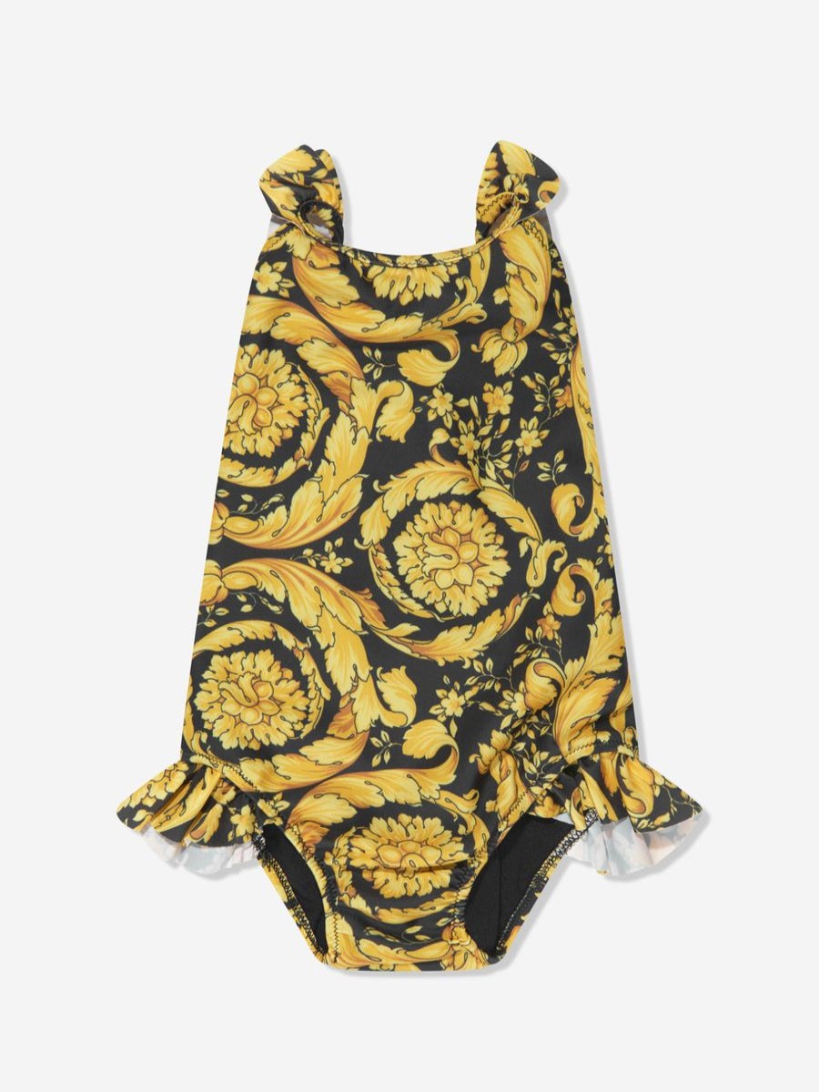 Baby Versace Swimwear | Baby Girls Baroque Swimsuit In Black