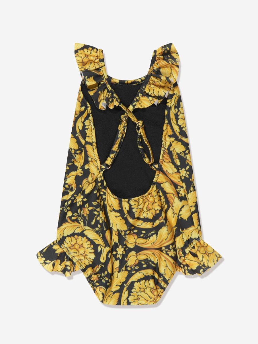 Baby Versace Swimwear | Baby Girls Baroque Swimsuit In Black