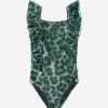 Teen Molo Swimwear | Girls Leopard Print Nathalie Swimsuit In Green