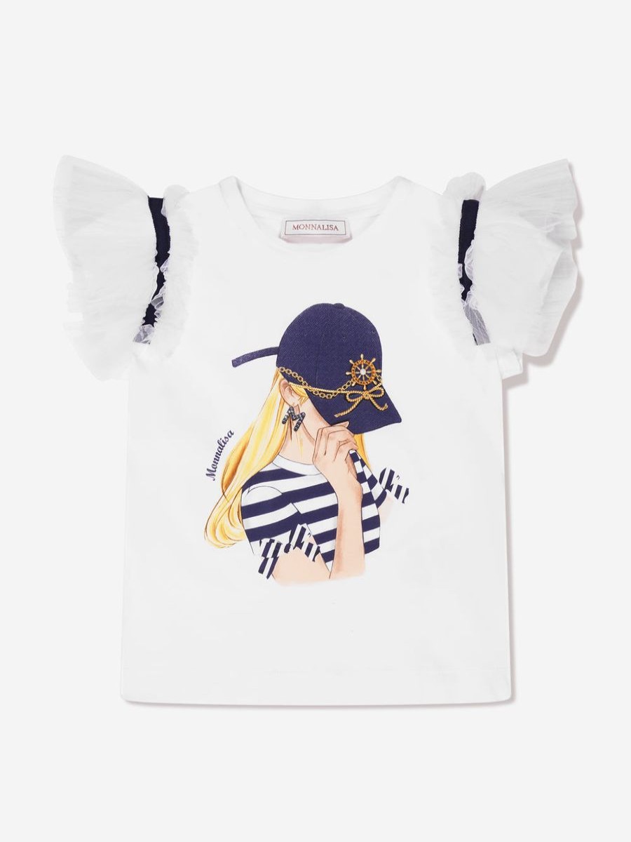 Girls Monnalisa Tops & T-Shirts | Girls Seafarer T-Shirt In White