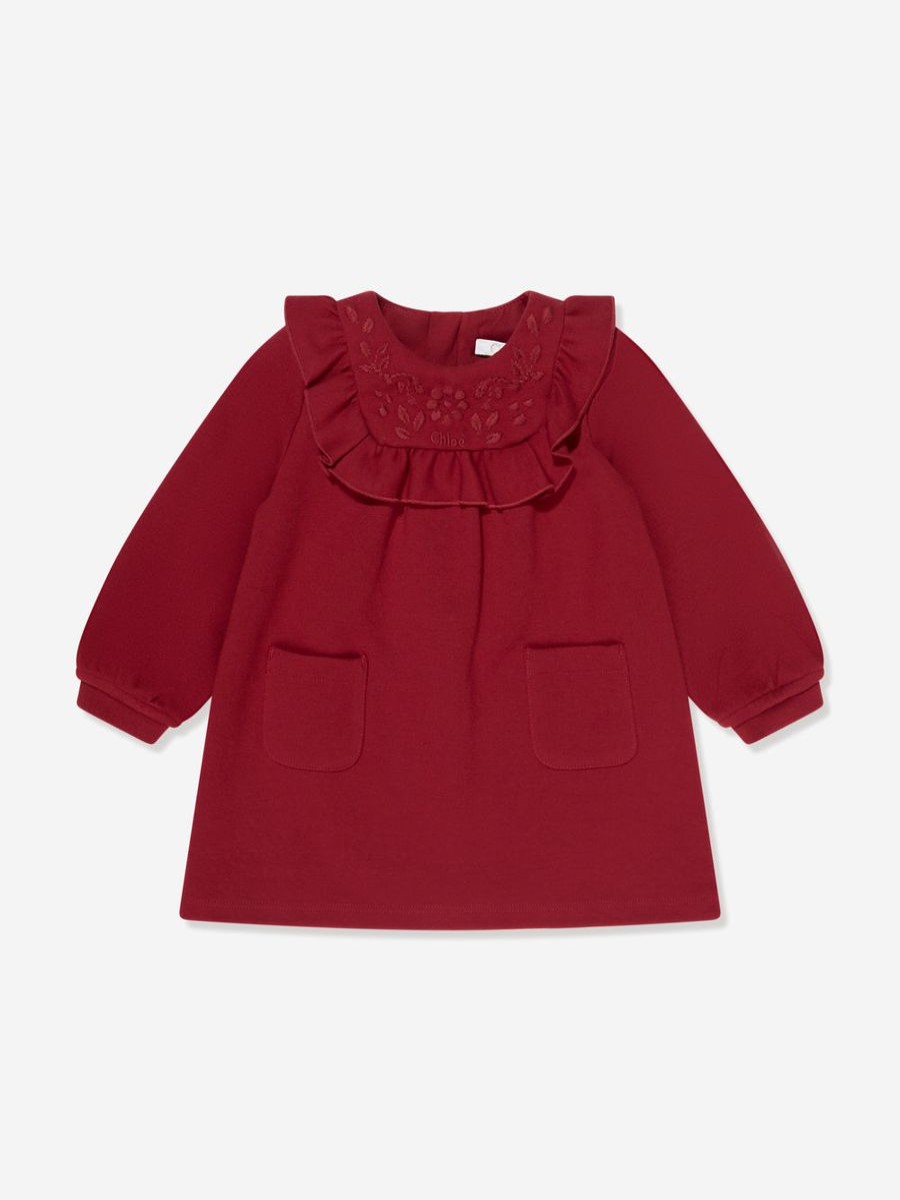 Baby Chloé Dresses | Baby Girls Ruffle Trim Dress In Red