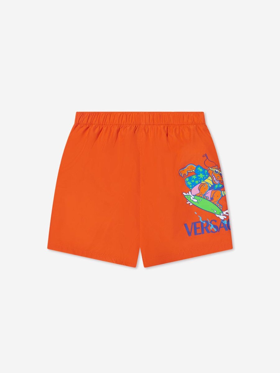 Teen Versace Swimwear | Boys Crocodile Swim Shorts In Orange