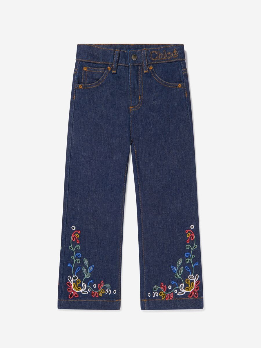 Girls Chloé Trousers | Chloe - Girls Denim Embroidered Trousers | Childsplay Clothing