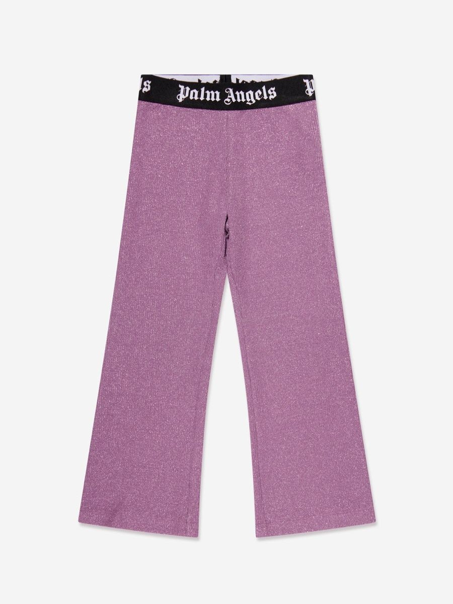 Girls Palm Angels Leggings | Girls Logo Band Flare Leggings In Purple