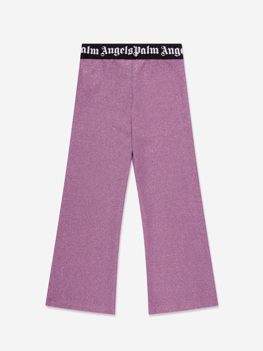 Girls Palm Angels Leggings | Girls Logo Band Flare Leggings In Purple